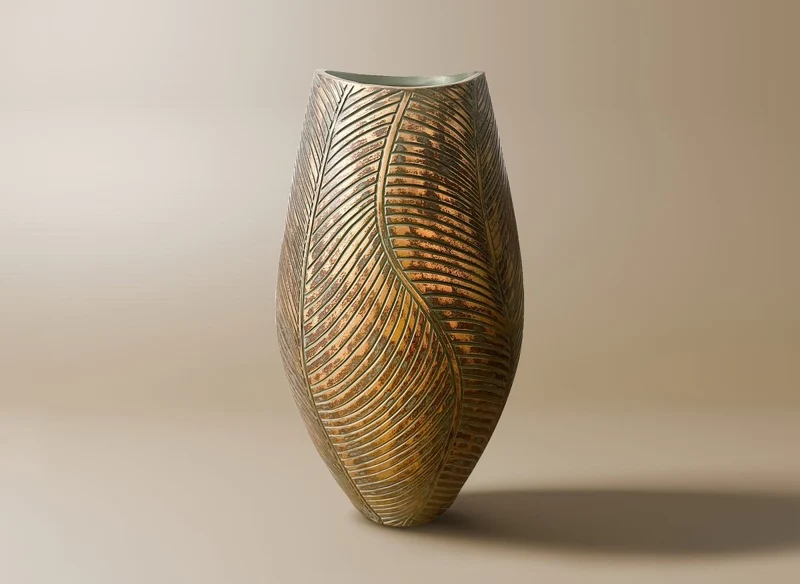 Vase en polyrésine vert et doré H40 cm ZAHARA