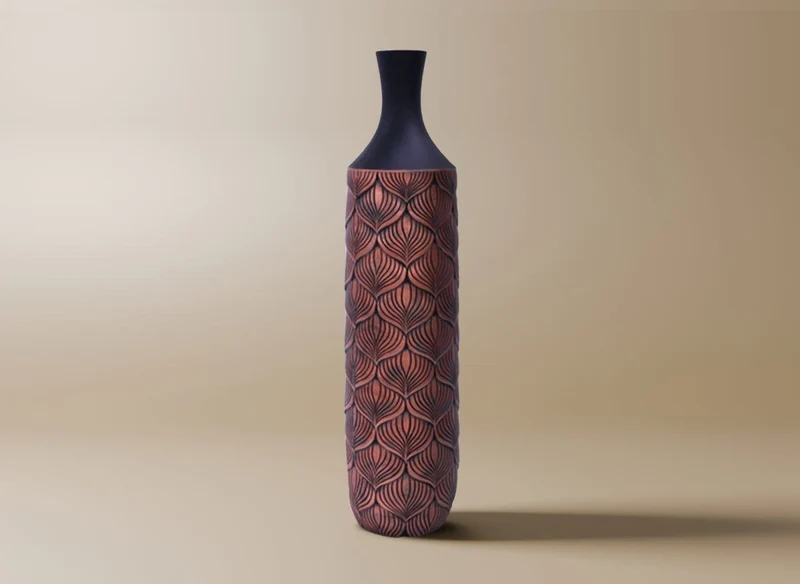 Vase XL en polyrésine noir et marron H60 cm NEVEN