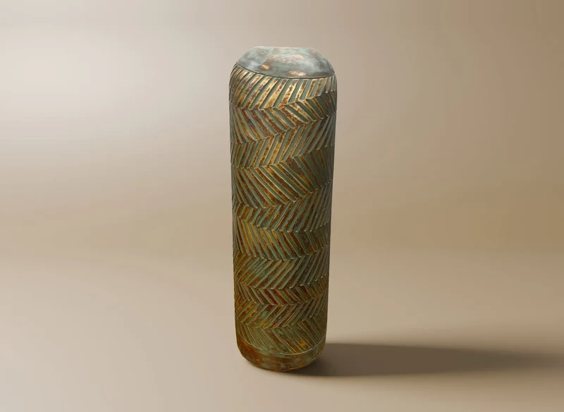 Vase XL en polyrésine vert et doré H46 cm AMIRA