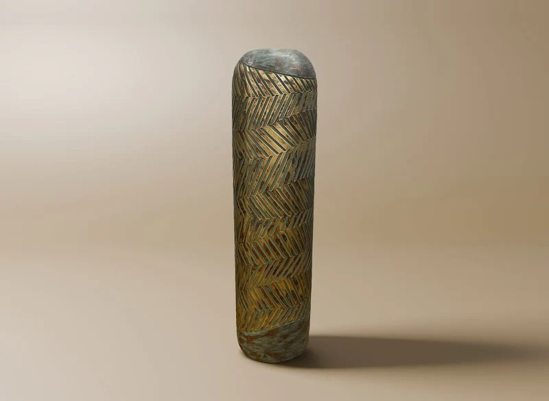 Vase XL en polyrésine vert et doré H54 cm AMIRA