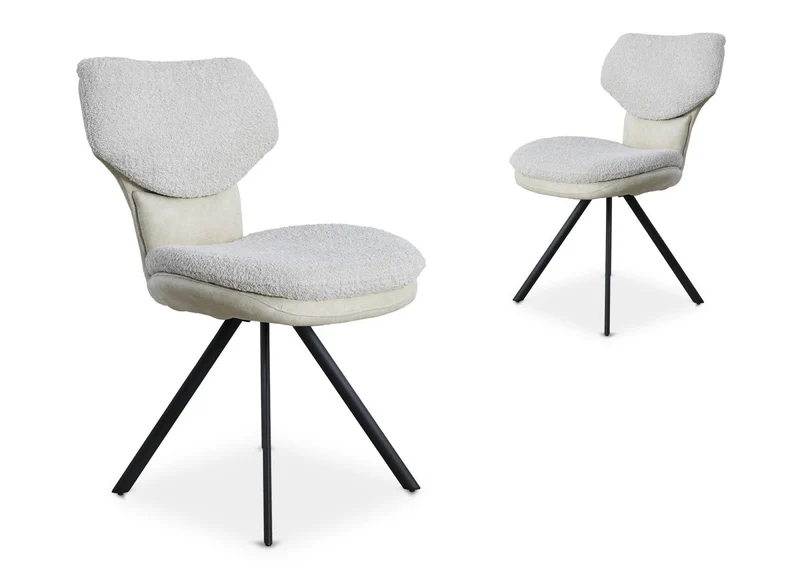 Lot de 2 chaises design en tissu bouclette beige MILIA