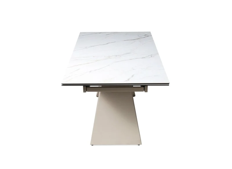 Table à manger extensible en céramique blanche effet marbre 12 personnes 180-260 cm GABRIEL