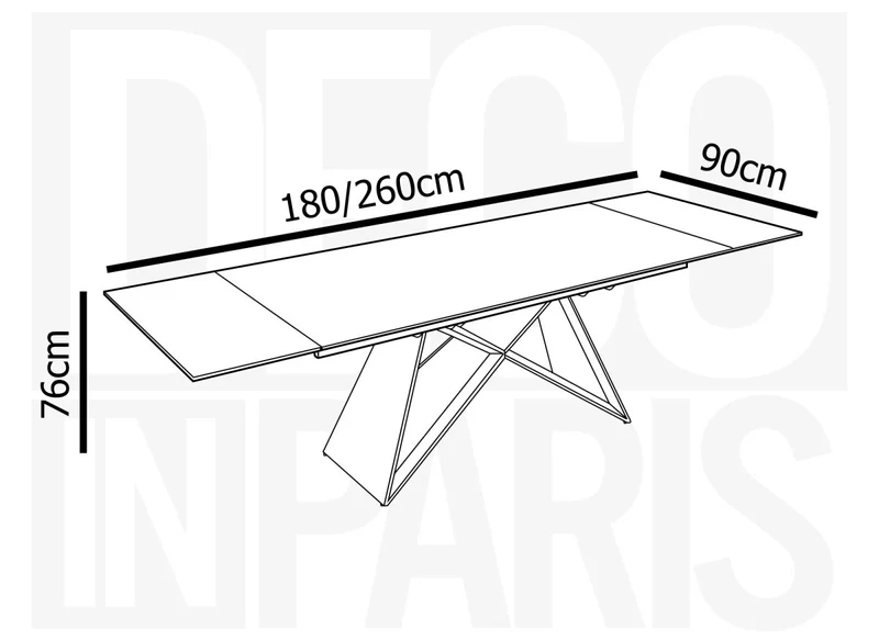 Table à manger extensible en céramique blanche effet marbre 12 personnes 180-260 cm GABRIEL