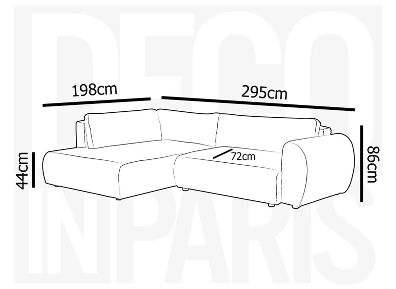 Canapé d'angle convertible avec méridienne et coffre en gros côtelé doux taupe TILDA - Angle gauche
