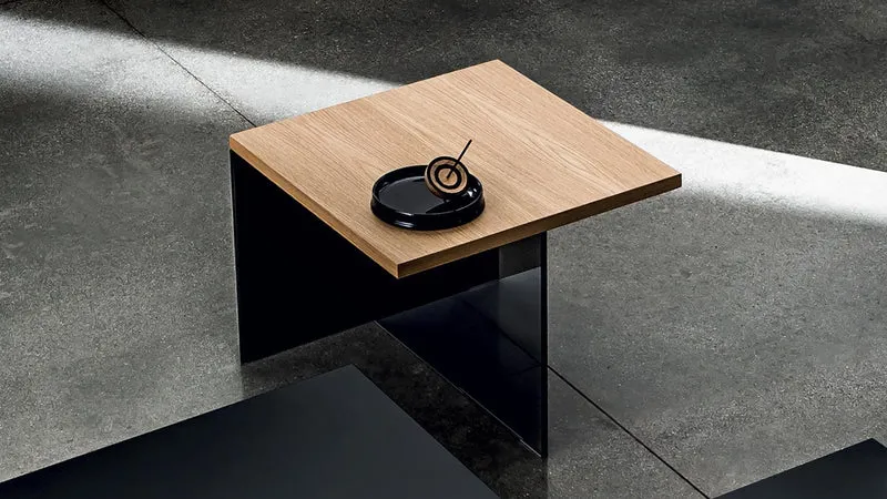 Table basse Sovet - Regolo (structure en verre - top en chêne)