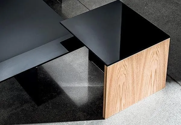 Table basse Sovet - Regolo (verre noir structure bois)