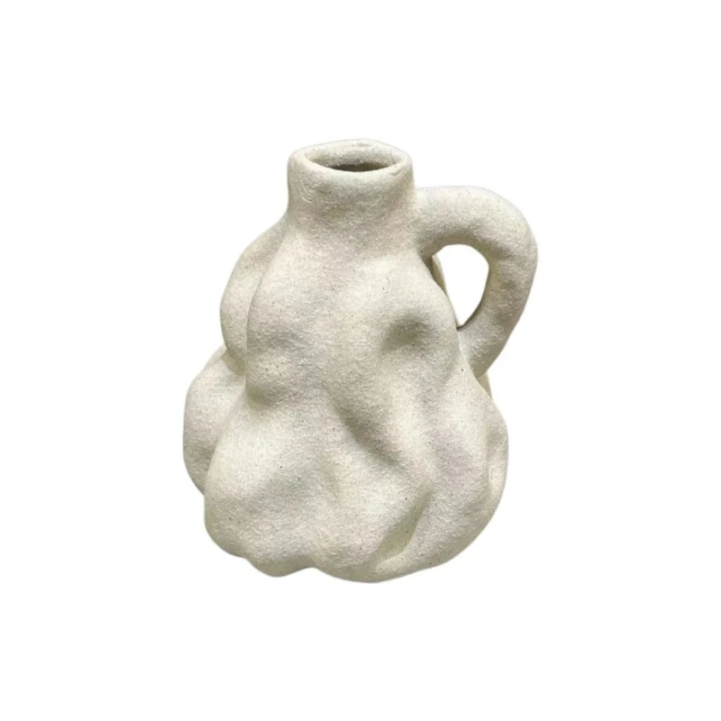 Vase en céramique blanc, 14x12,5xH16CM