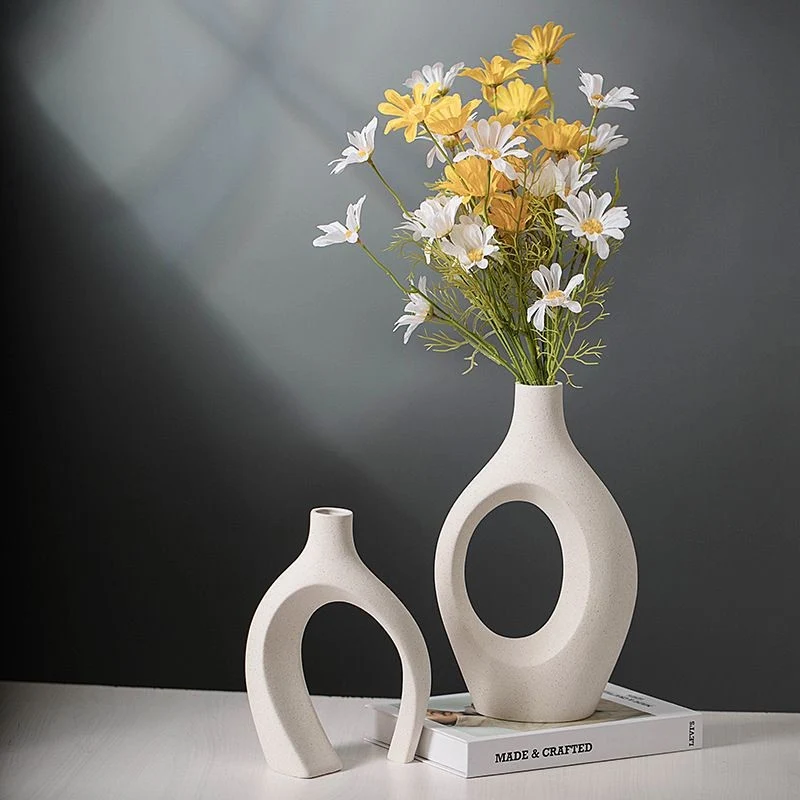 Vase en ceramique, 17,4x8,1xH28,5cm et 15,6x8,4xH21,6cm