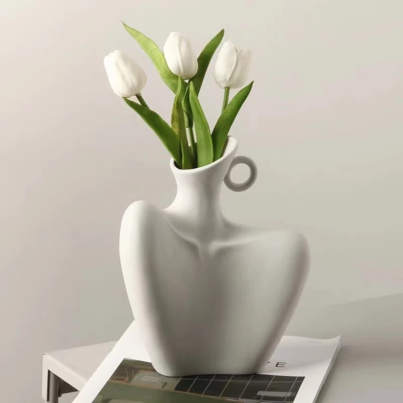 Vase en ceramique blanc, 18,5xH22cm