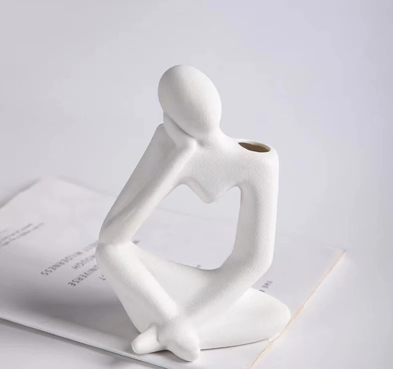 Vase en ceramique blanc, 14xH19cm