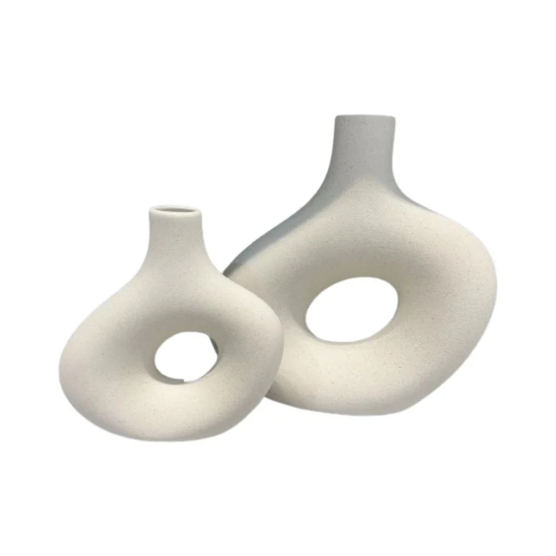 Vase en ceramique blanc, 23,7x6xH23,5cm