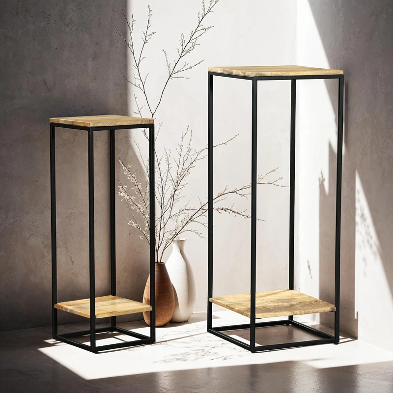 Set de 2 tables basses, 40x40xH110CM et 30x30xH90CM