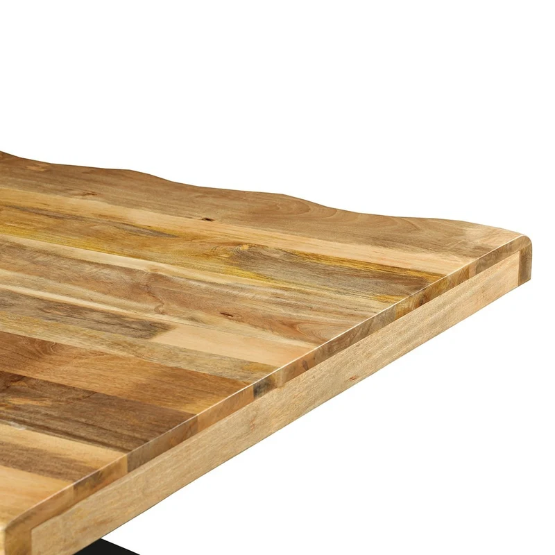 Table à manger carré avec plateau en bois ondulé, EP6CM, H76CM - POPPY