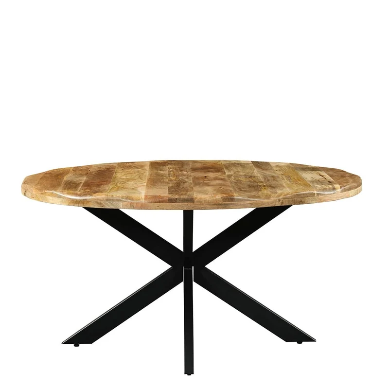 Table à manger rond avec plateau en bois ondulé, EP6CM, H76CM-POPPY