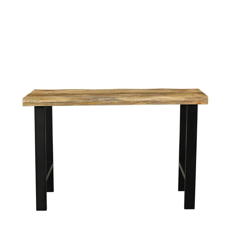 Table haute rectangulaire avec plateau en bois ondulé, EP6CM, H90CM - POPPY