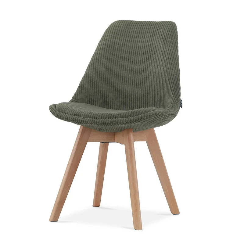 Chaise en tissu pieds en bois massif, 58x49,5x82CM-Alba