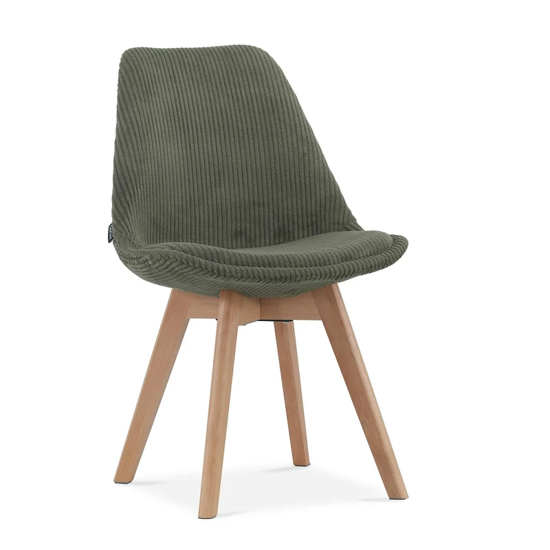 Chaise en tissu pieds en bois massif, 58x49,5x82CM-Alba