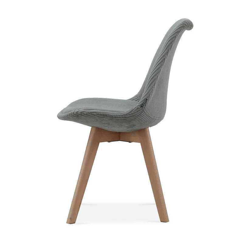 Chaise en tissu pieds en bois massif, 58x49,5x82CM-Alba