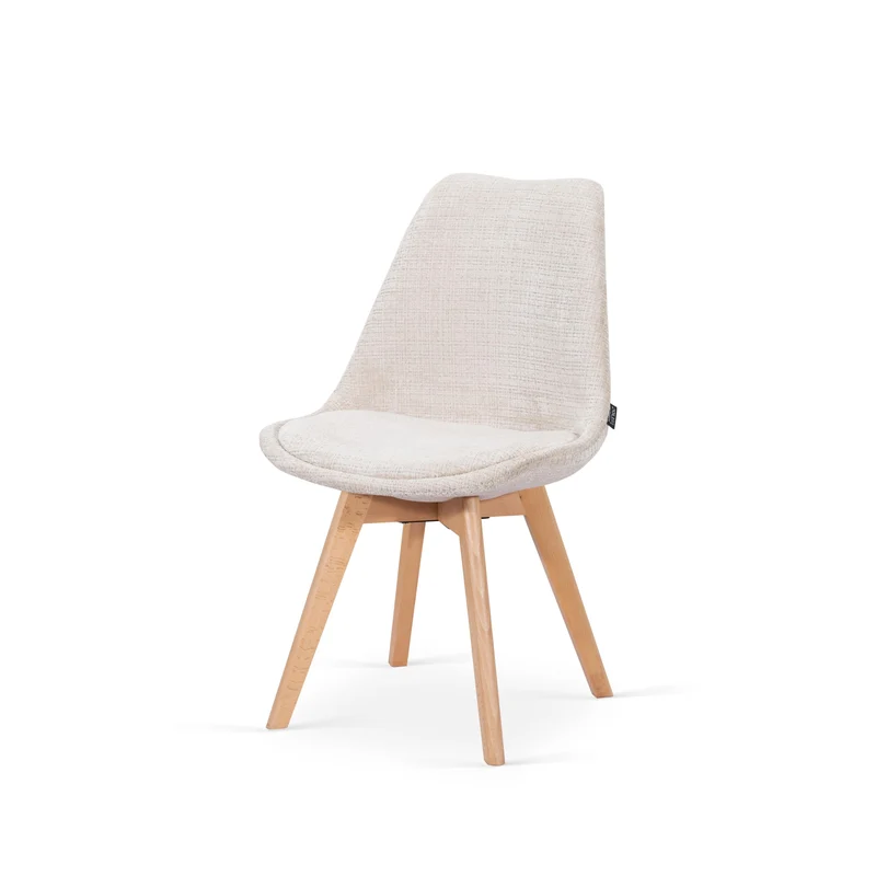 Chaise en tissu pieds en bois massif, 58x49,5x82CM-Alba