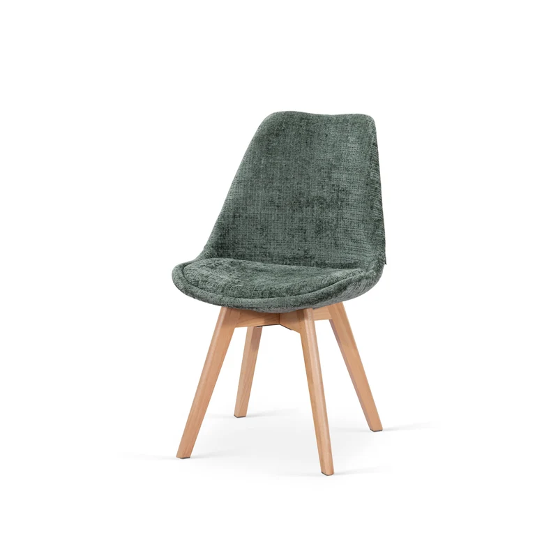 Chaise en tissu pieds en bois massif, 58x49,5x82CM-Alba