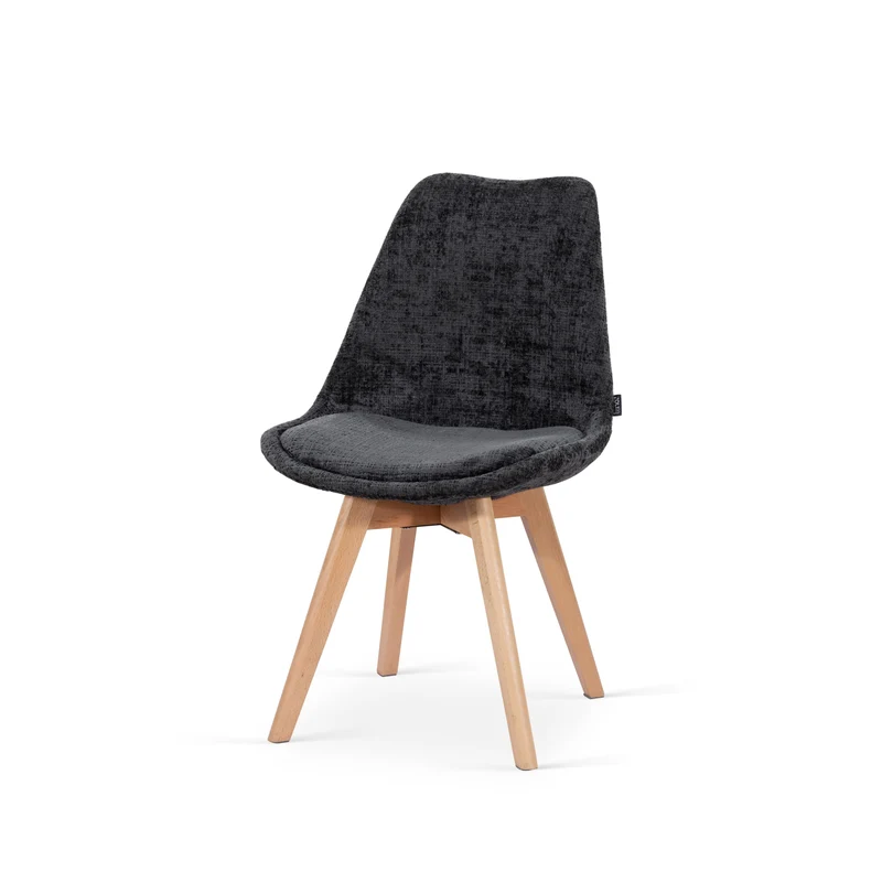 Chaise en tissu pieds en bois massif, 58x49,5x82CM-Alba