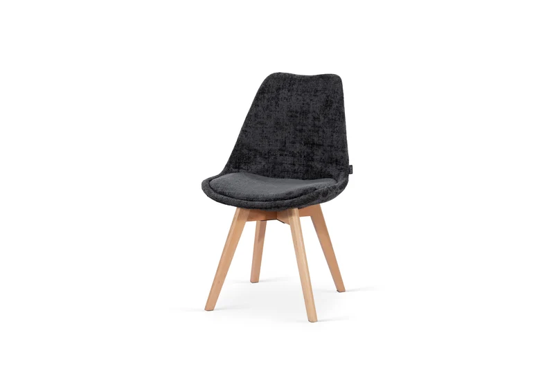 Chaise en tissu pieds en bois massif, 58x49,5x82CM-Alba