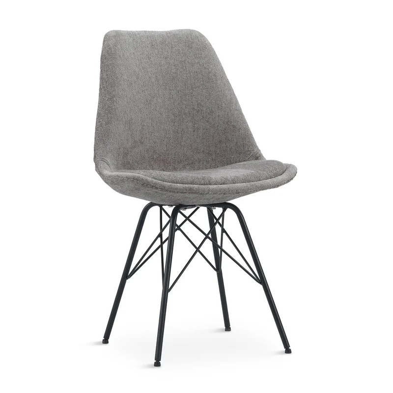 Chaise en tissu, pieds croisés en métal 58x49,5x83CM-BALA