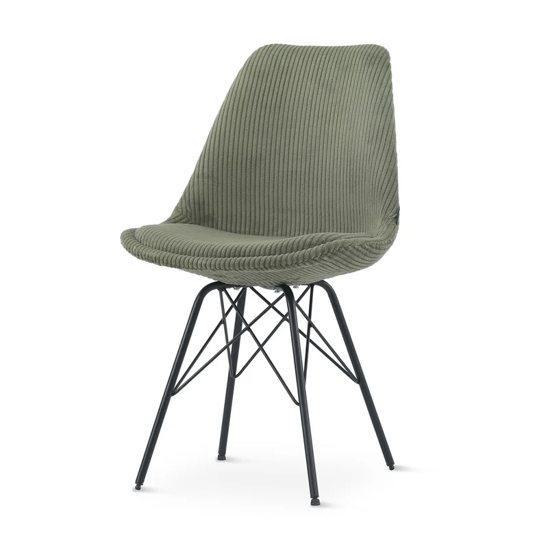 Chaise en tissu, pieds croisés en métal 58x49,5x83CM-BALA