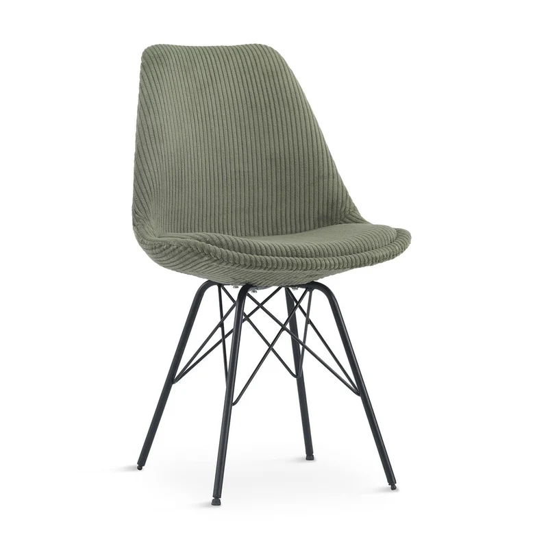 Chaise en tissu, pieds croisés en métal 58x49,5x83CM-BALA