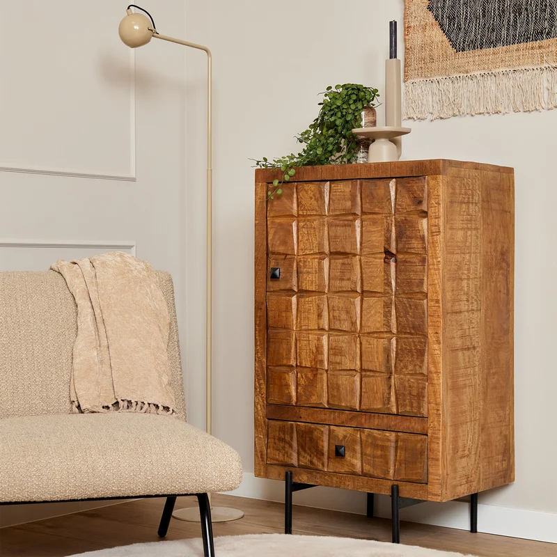 Mini vaisselier en bois de manguier, 60x40xH103CM - Maria