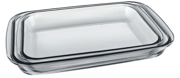 Set de 2 plats à rôtir rectangulaires en verre