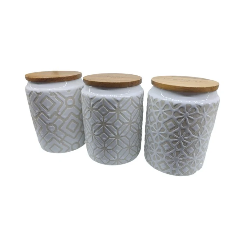 set 3 Bocaux à épices en céramique, D9,5xH14 cm