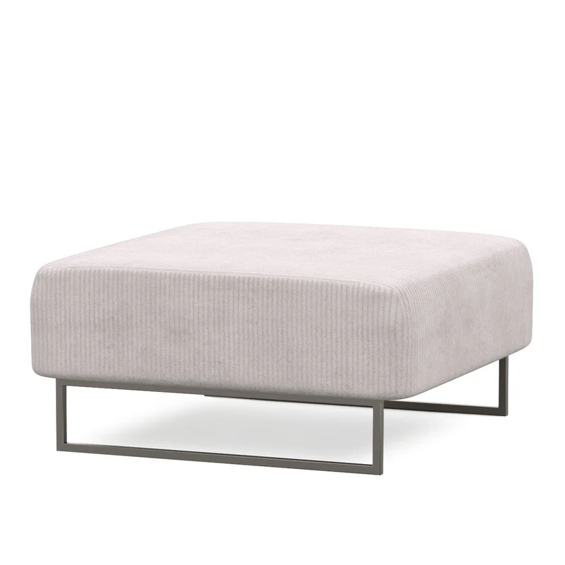 Pouf en velours beige, 95x95xH42 cm - MADERA