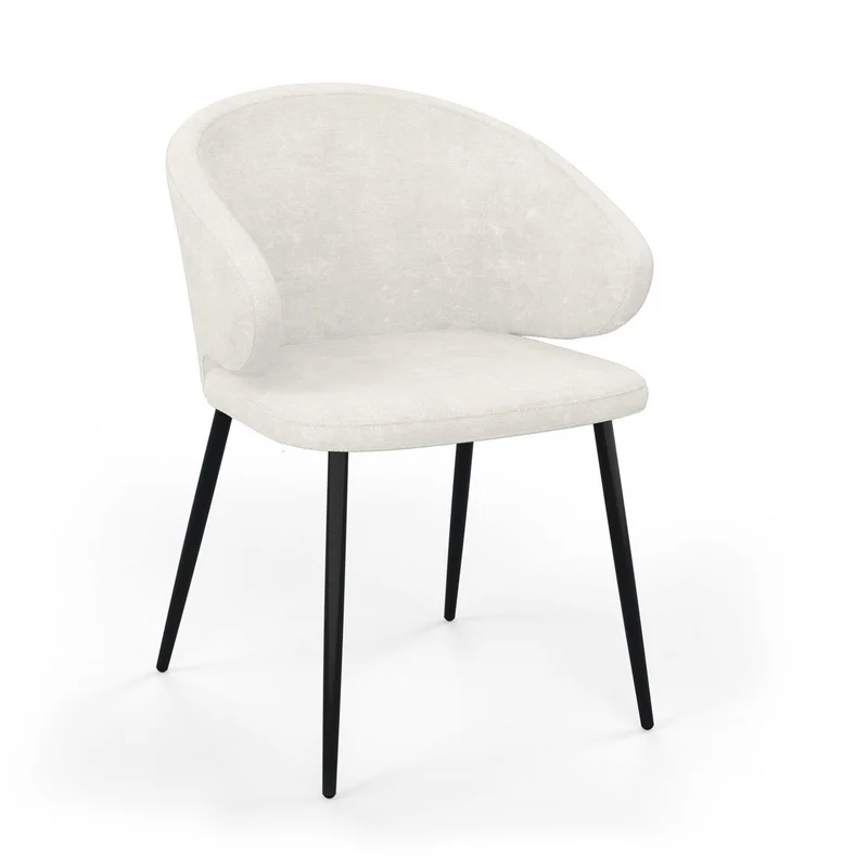 Chaise en tissu pieds noirs, 60x50xH80 cm - FIDJI