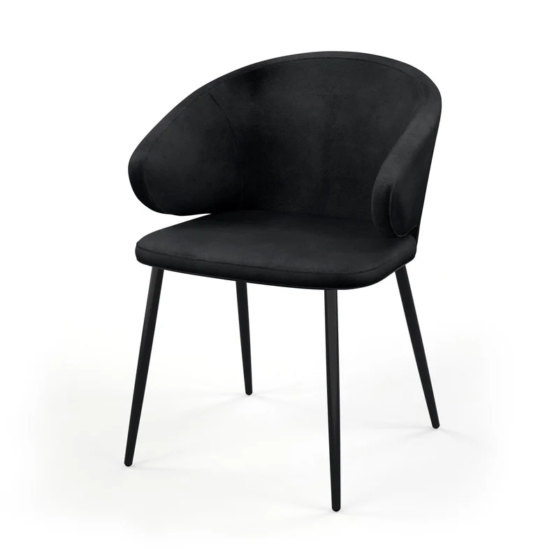 Chaise en tissu pieds noirs, 60x50xH80 cm - FIDJI