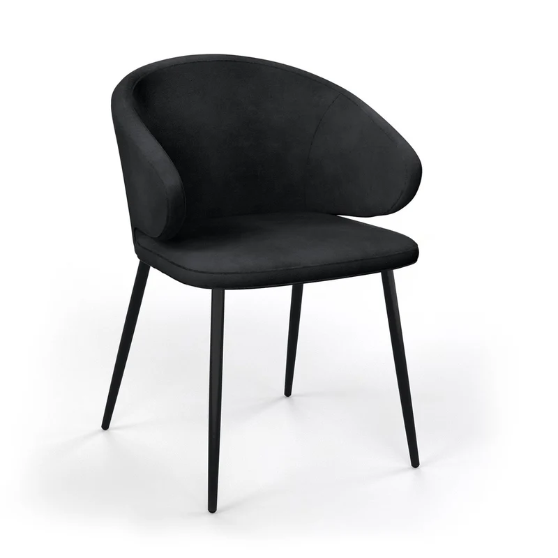 Chaise en tissu pieds noirs, 60x50xH80 cm - FIDJI