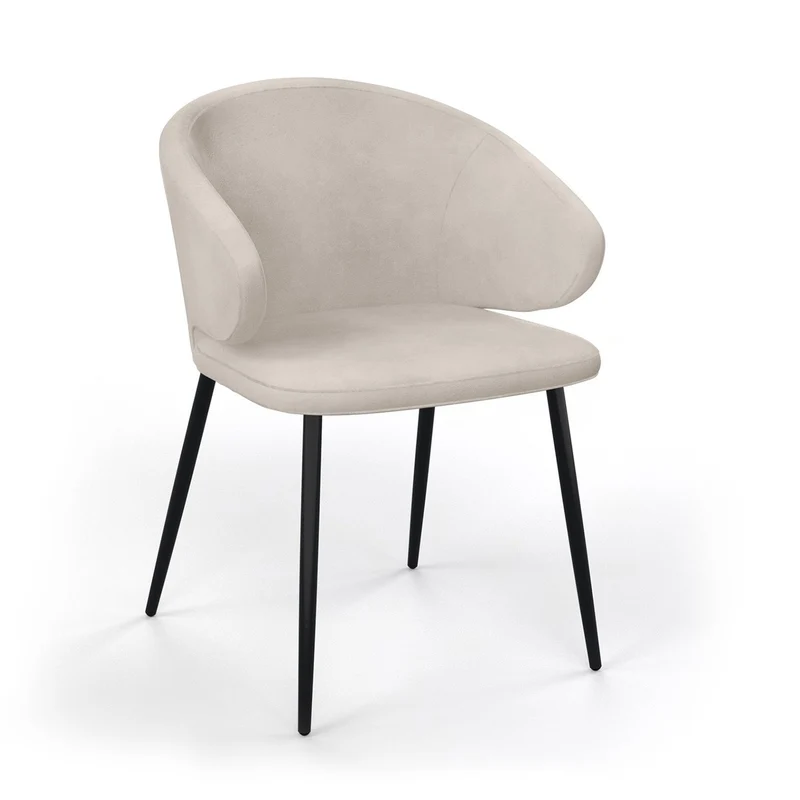 Chaise en tissu pieds noirs, 60x50xH80 cm - FIDJI