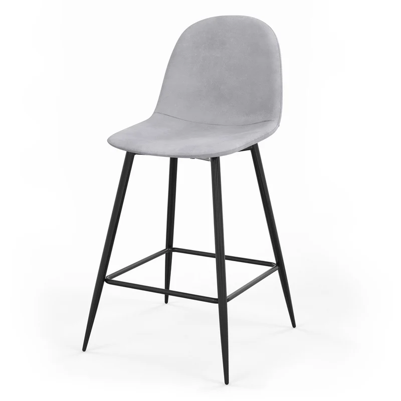 Tabouret de bar en velours pieds noirs, 41x51,5xH106 cm - KLARY
