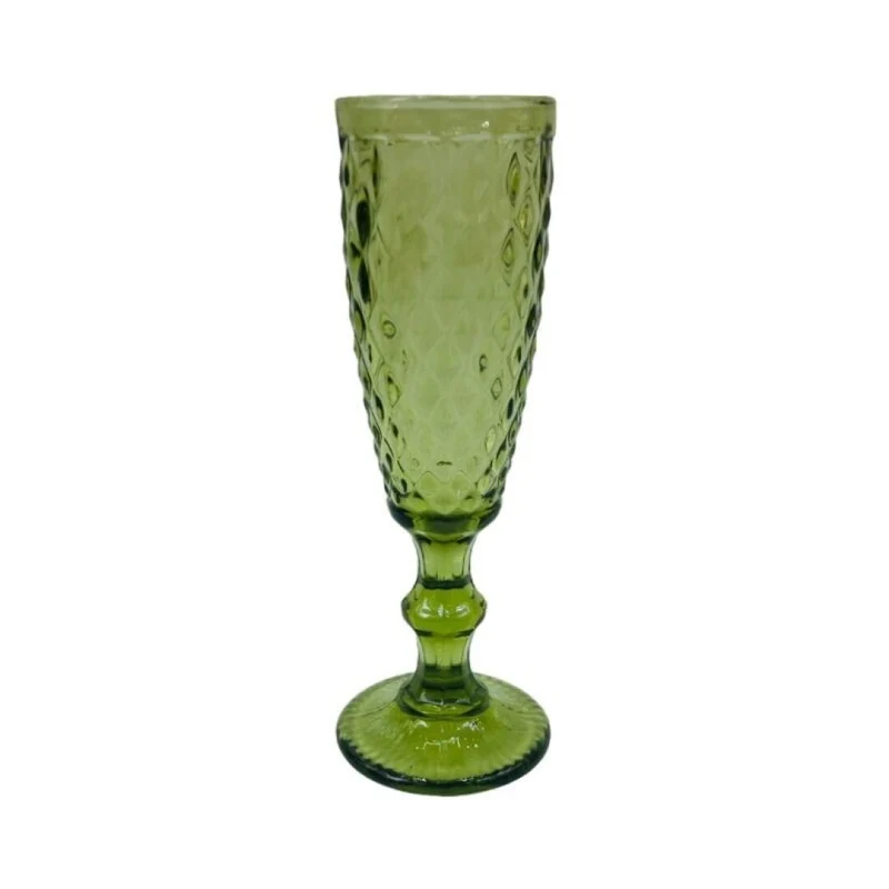 Flûte à champagne en verre vert, D6xH20CM, 160ML - GRANY
