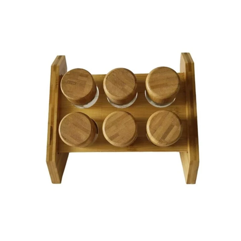 6 pots à épices avec support en bois, 90ML