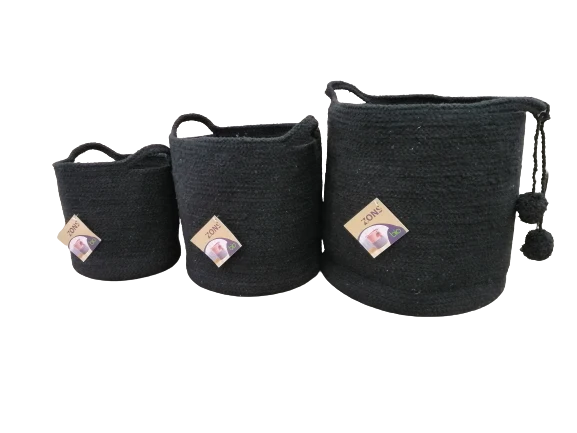 Panier rangement à pompons en cotton avec anses, D25xH25 - SWOLI