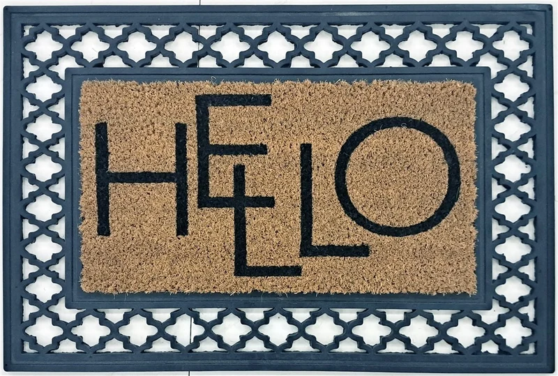 Tapis d’entrée Paillasson coco naturel HELLO 40x60cm ep 1,5cm
