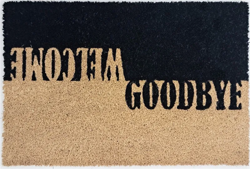 Tapis d’entrée Paillasson coco naturel WELCOME GOODBYE 40x60cm ep 1,5cm