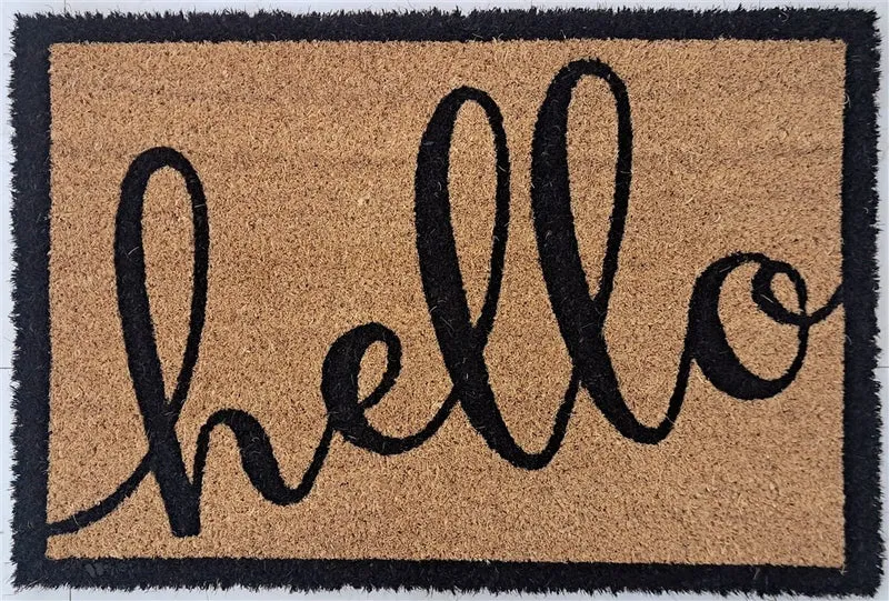 Tapis d’entrée Paillasson coco naturel HELLO 40x60cm ep 1,5cm