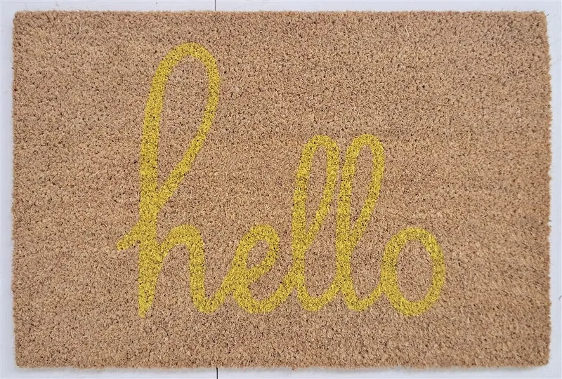 Tapis d’entrée Paillasson coco naturel HELLO 40x60cm ep 1,5cm