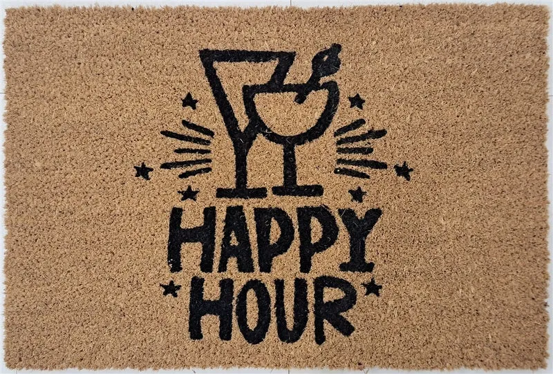 Tapis d’entrée Paillasson coco naturel HAPPY HOUR 40x60cm ep 1,5cm