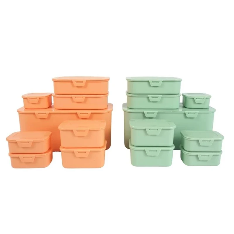 Set de 8 boites de conservation Verte ou Saumon assorties