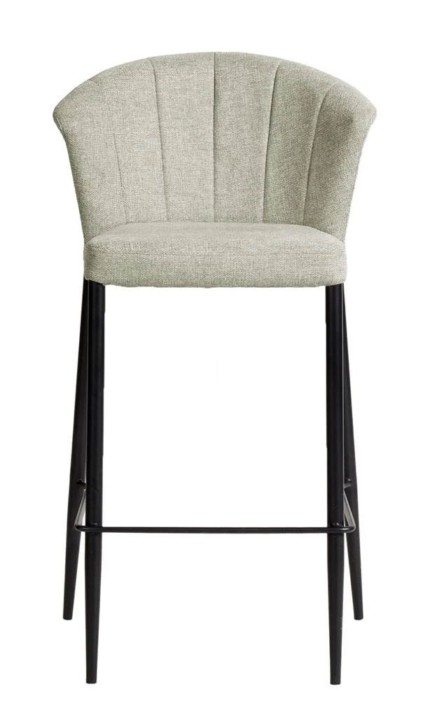 Tabouret Nils tissu prémium et métal noir hauteur 75 cm-empilable