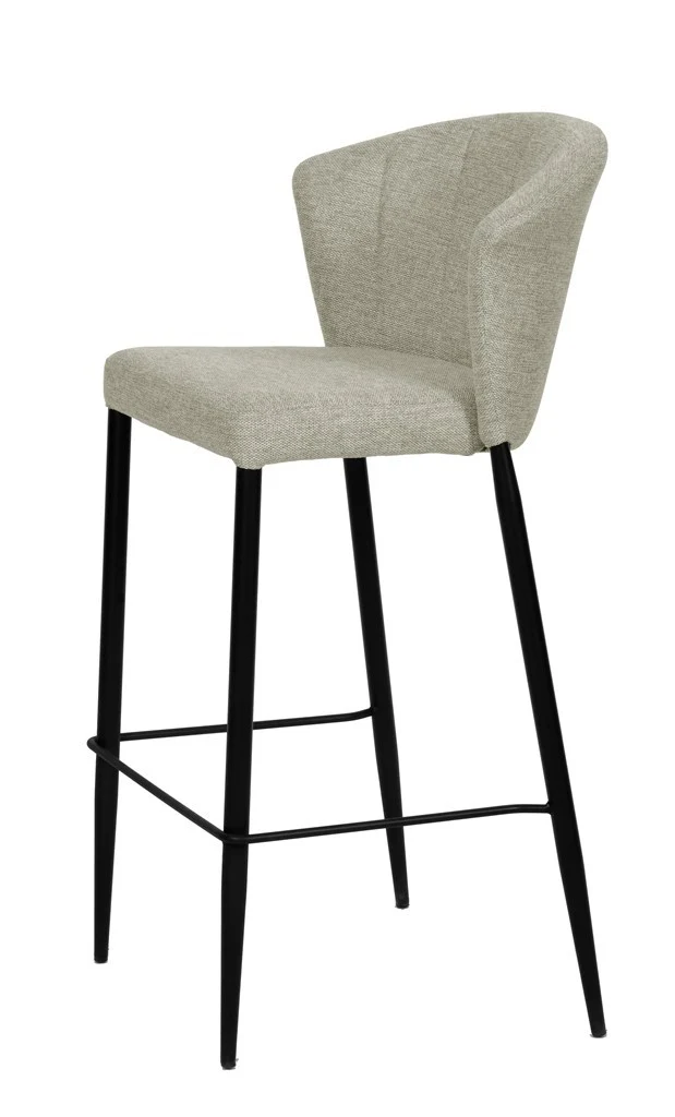 Tabouret Nils tissu prémium et métal noir hauteur 75 cm-empilable