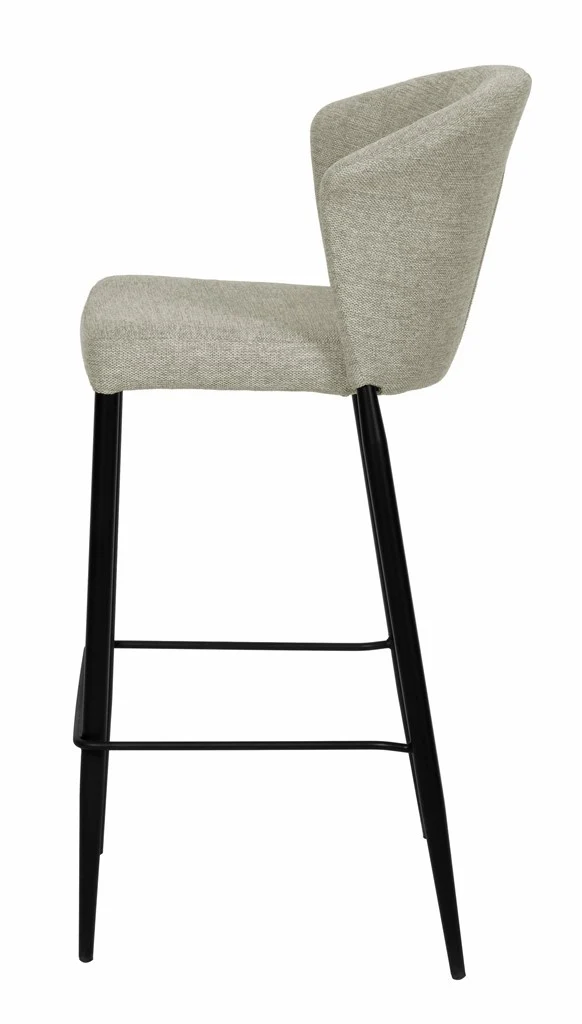 Tabouret Nils tissu prémium et métal noir hauteur 75 cm-empilable